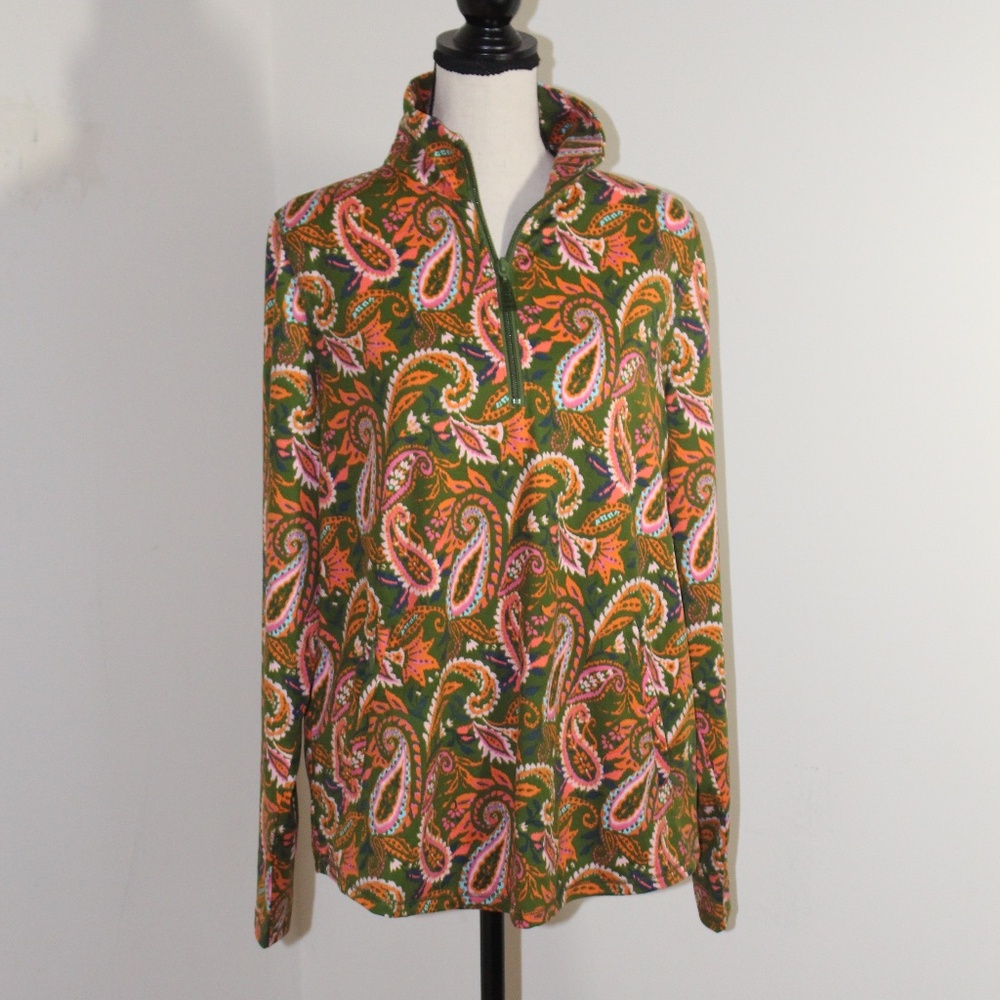 Belle Body by Kim Gravel Pop of Paisley Athletic Jersey Half Zip. NWOT....